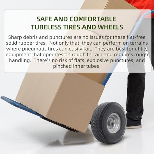 ar-pro 2-pack 10-inch solid wheel replacement - 410350-4 flat free tire and wheel with 58 extra 34 amp12 bearings and 22534 offset hub - compatible with hand truck generator gorilla carts