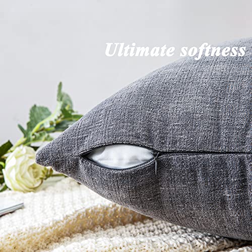 Lumbar Support Pillow Decorative Rectangle Throw Pillow Covers 12"X20" Inch Set Of 2,Super Soft Chenille Fall Pillowcase For Living Room Bedroom Sofa Couch Cushion Cover Dark Grey 30X50Cm (No Insert) #TOP6