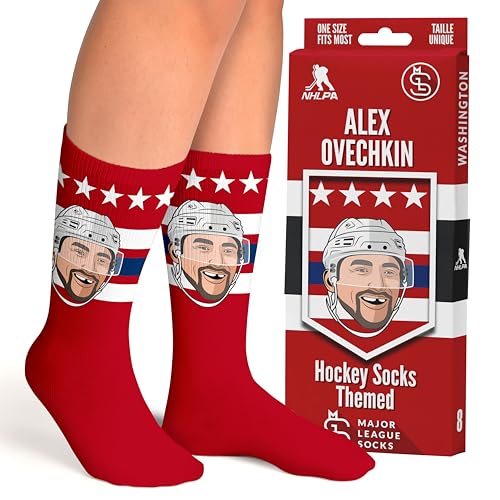 Major League Socks - NHL Alex Ovechkin Fan Socks - Ideal Gift for Hockey Lovers - Unisex Apparel for Sports Enthusiasts - Collectible Hockey Merchandise - Holiday Gift For All - Size 7-13