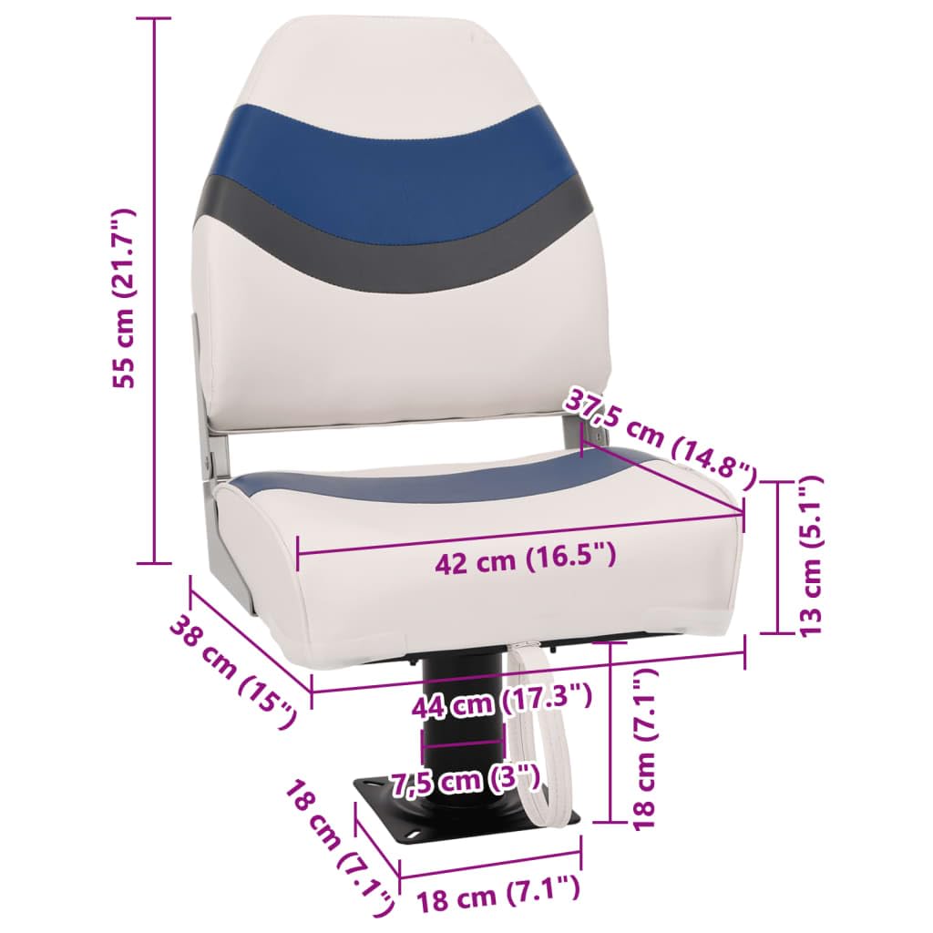 vidaXL Set de Asientos Plegables para Barco 2 uds con Respaldo Alto, Silla de Barco, Asiento de Barco de capitán, Silla de Barco Plegable