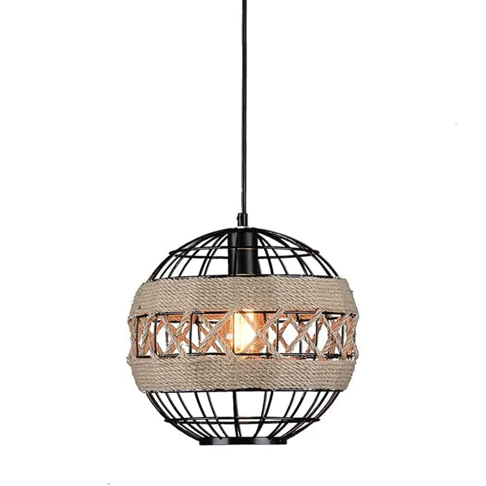 Lustre sphérique fer et corde suspension E27 pour corriger un éclairage de cuisine blafard