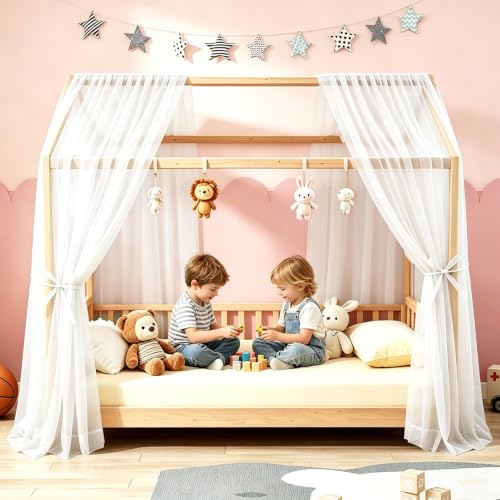 Dosel para cama de algodón orgánico 100% transpirable, cortinas elegantes para cuna infantil 8