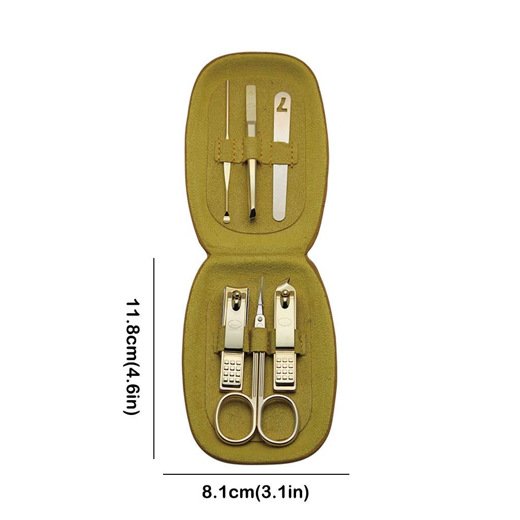 Juego de manicura, Juego de uñas, Herramienta de cuchillo de uñas de belleza portátil, Herramienta de cuidado facial for adultos, Herramienta de uñas dorada de seis piezas (Caja rosa) Kit de manicura