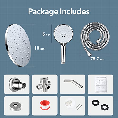 Shower Head Combo-Watersong Rainfall Showerhead Handheld Shower Spray With 3 Settings, Self Cleaning Nozzles Anti-Clog High Pressure, Adjustable Holder Full Brushed Nickel Stainless Steel Hose Silver #TOP7