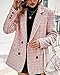 Mina Self Plaid Tweed Blazers Jackets for Women Business Casual Bouble Breasted Fashion Dressy Long Slim Blazer Fall Winter Coat Jacket for Womens FSG M