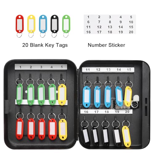 Image of Decaller Secure Key Box with Combination Lock, Decaller Key Cabinet Wall Mount Lock Box with 20 Hooks, 7 4 /5 inch x 6 1 /5 inch x 2 4 /5 inch