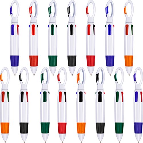 TecUnite 15 Pieces Shuttle Pens Retractable Multi-color Ballpoint Pens 4 Neon Color Pens