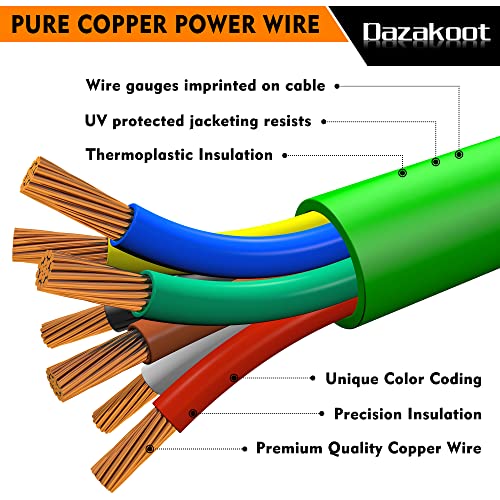 Dazakoot 7 Way Abs Cord, 12Ft 7 Way Coiled Trailer Cord, Heavey Duty Electrical Power Cable For Semi Truck Tractors - Green #TOP4