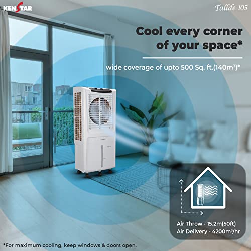 Image of Kenstar Tallde HC 105 Desert Air Cooler for Home - Inverter Compatible, Honeycomb Cooling Pads, Collapsible Louvers (105L, 170 Watts)