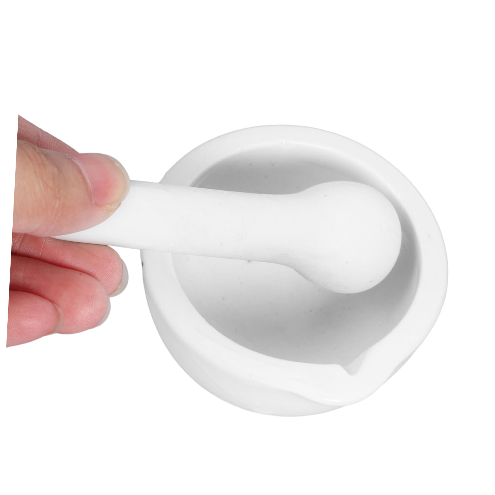 Garneck Mini mortaio in porcellana con pestello, piccolo mortaio da 60 mm, ideale per macinare spezie ed erbe aromatiche, con pratico beccuccio per una facile maneggevolezza
