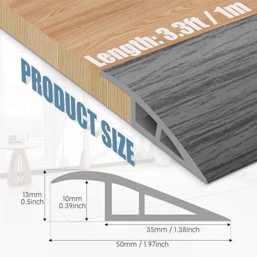 Image of Floor Transition Strip Door Threshold 39 inch Floor Transition Reducer Trim on The Edges Threshold Strip Self Adhesive Suitable for Doorways, Tiles, Carpet