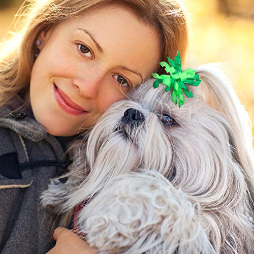 Weewooday 16 Pieces St. Patrick's Day Dog Hair Bows Pet Curve Bows Various Styles Puppy Cat Green Clover Hair Bows with… - Image 6