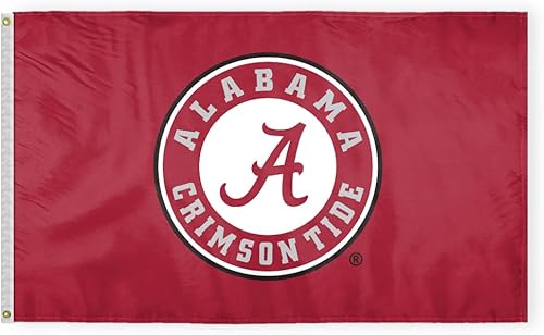 Banderas redondas con logotipo de Alabama University Football Crimson Tide Round A, poliéster impreso de doble cara de 3 x 5 pies con ojales de