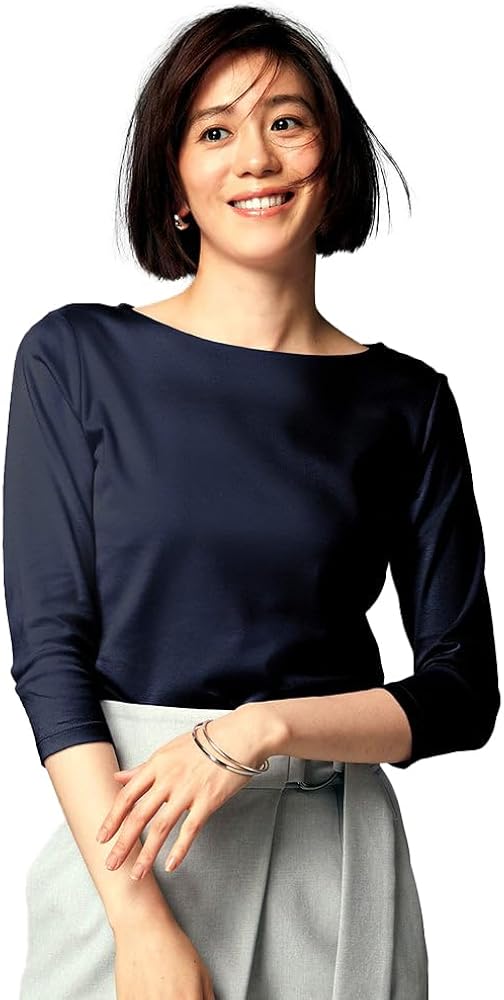 Amazon | [ドゥクラッセ] ボートネック／7分袖 Tシャツ(58cm丈) (18026