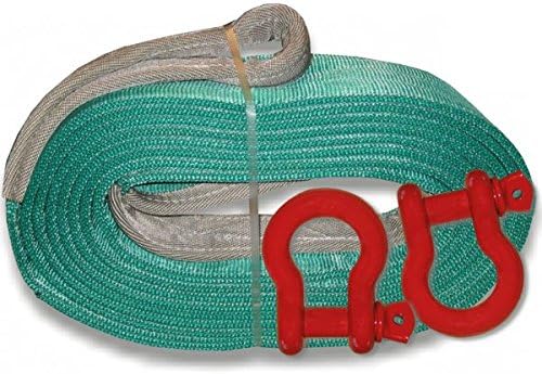 BILLET4X4 U.S. Made MEGA Recovery Strap 6 inch X 30 ft Two-PLY with 'Patriot RED' MEGA D-Shackles & Carry Bag (Off-Road Recovery)