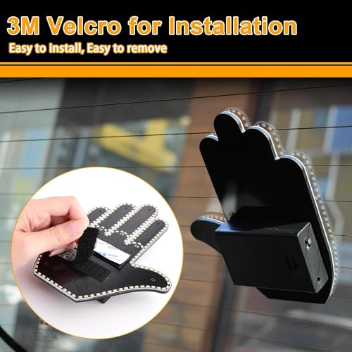 Image of Finger Gesture LED Light with Remote | Funny Car Back Window Signal Display for Cars & SUVs | Finger Light Sign for Truck & Vehicle Accessories