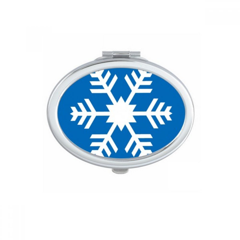 Miroir ovale de poche bleu avec motif flocon de neige d'hiver compact