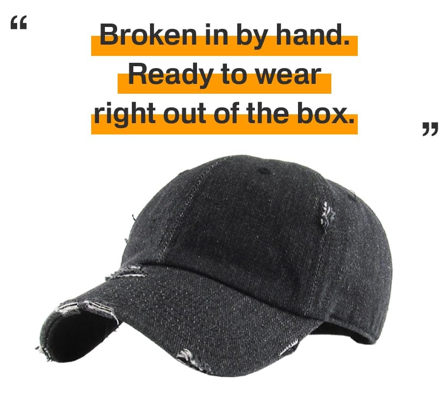 Image of KBETHOS Vintage Washed Distressed Cotton Dad Hat Baseball Cap Adjustable Polo Trucker Unisex Style Headwear