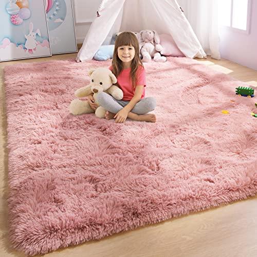 Yj.gwl Soft Blush Rug For Girls Bedroom, Cute Fluffy Rug For Kids Teens Room, Shag Plush Area Rug For Living Room, Kawaii Furry Nursery Rug For Baby's Toddler's Room Home Decor Carpet, 3 X 5 Feet #TOP6