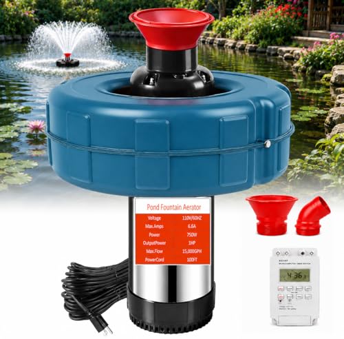 Pond Fountain Aerator, 1HP 110V 15000 GPH Stainless Steel, Blue by CYOVENY - Used condition - US$119.99