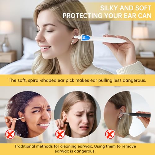 Ohrreinigungsset,360°Spirale Silikon Ohrreinige,Ohrenschmalz Entferner Kinder,Ohrreiniger für Erwachsene,Festsitzender Ohrenschmalz,Sicheres und Weiches Ear Cleaner mit 16 Abwaschbaren Ersatzköpfen