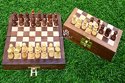 Generic 6 Inch Pure Rosewood & Maple Hard Wood Mini Chess Board Set,Travel Games Pocket Set,Quality Handcrafted Wooden with Storage,Foldable Travel - Radhika Exports,Small Generic 6 Inch Pure Rosewood & Maple Hard Wood Mini Chess Board Set,Travel Games Pocket Set,Quality Handcrafted Wooden with Storage,Foldable Travel - Radhika Exports,Small