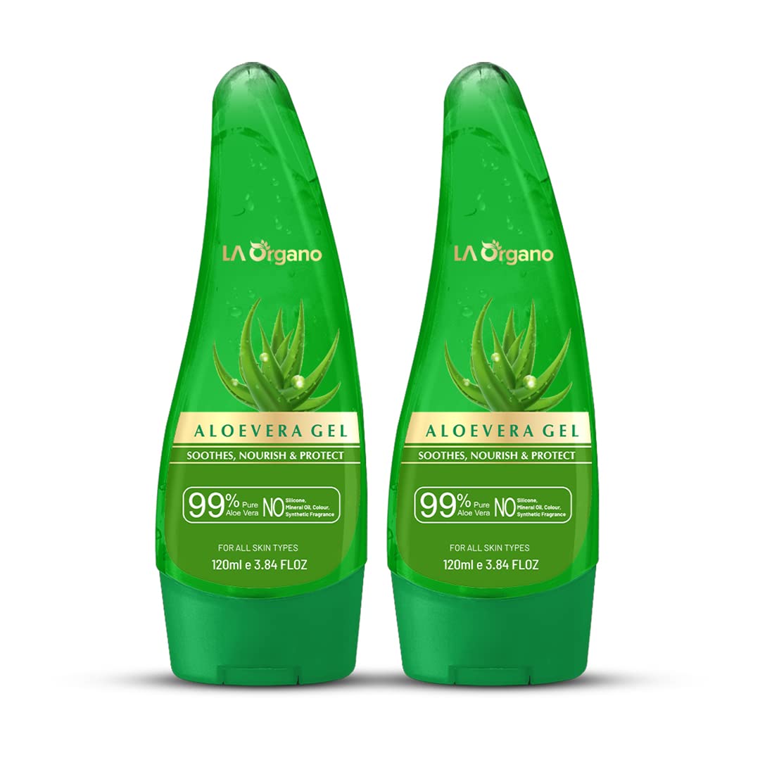 Multipurpose Aloe Vera Gel For Face Glow, Skin Mositurizer and Hair Growth (Paraben & Sulphate Free), 120 ml (Pack of 2)