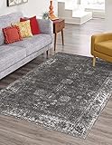 Unique Loom 3134056 Sofia Collection Traditional Vintage Beige Area Rug, 5' x 8' Rectangle, Dark Gray