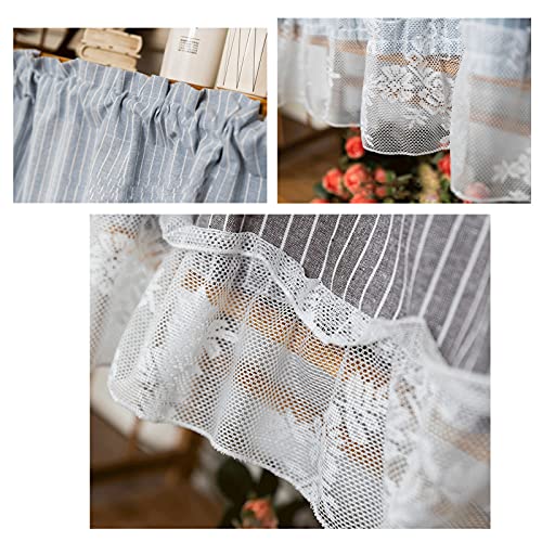 Cenefa y cortinas de cocina LUNEZY semiopacas cortas de encaje para ventana pequeña 6