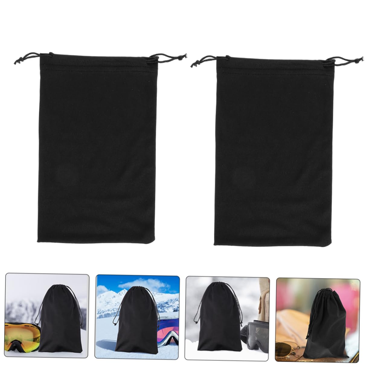 Sosoport Borsa per Occhiali da Sci Occhiali da Sole Stringa Adulto Sacca da Sole Viaggio Astuccio Porta Occhiali Nevicare Sciare Occhio Fibra Superfine Nero