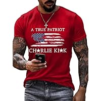 Men's A True Patriot Printed Casual T-Shirt Turning Point USA Round Neck Shirt America Flag Tee