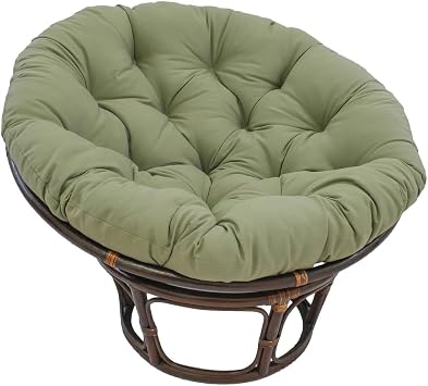 International Caravan Furniture Piece 42-Inch Rattan Papasan Chair with Solid Twill Cushion