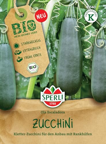 Sperli BIO Kletterzucchinisamen Ola Escaladora 83540 - Starkwüchsige Gemüsesamen für eine ertragreiche Kletter-Zucchini mit einem Inhalt für 6 Gemüsepflanzen - Saatgut