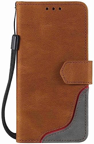 Étui portefeuille iPhone 14 Pro Max marron en cuir PU avec béquille