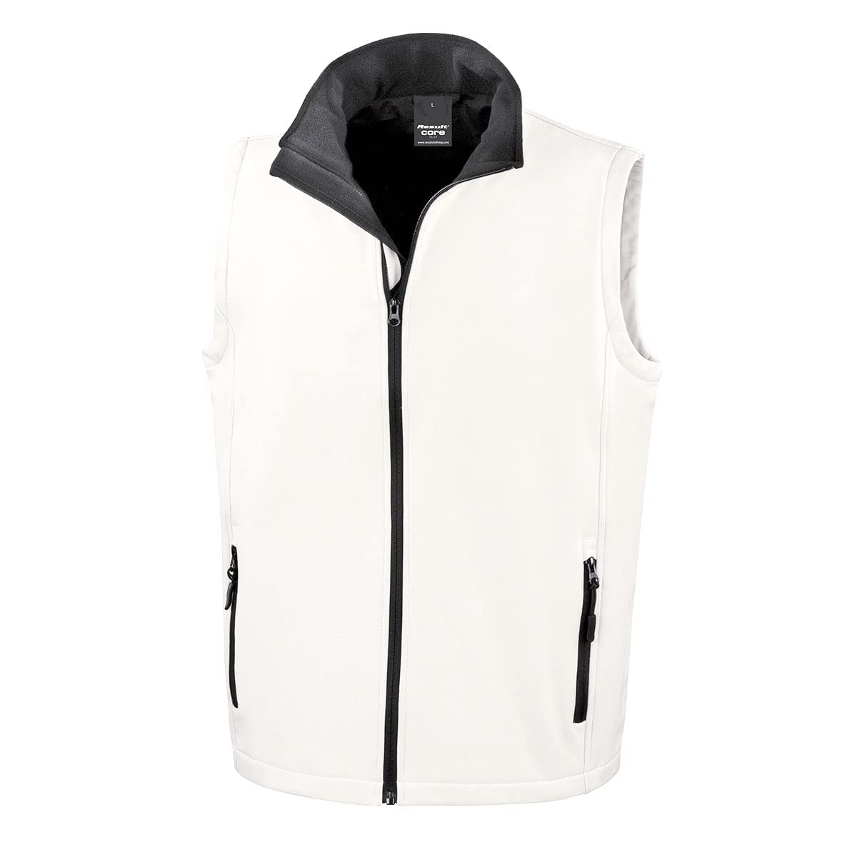 Result Men's CORE Printable Bodywarmer Blouson Plain Turtleneck Sleeveless Jacket, White (WHI/Blk), Large