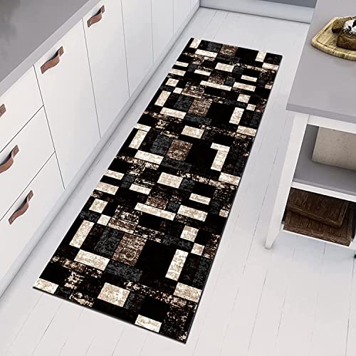 Alfombras de pasillo lavables en color negro marrón de 40x180cm interior exterior 3