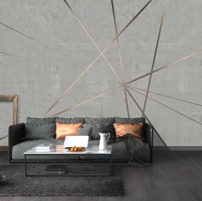 Papier peint 3D effet ciment géométrique décor mural haut de gamme