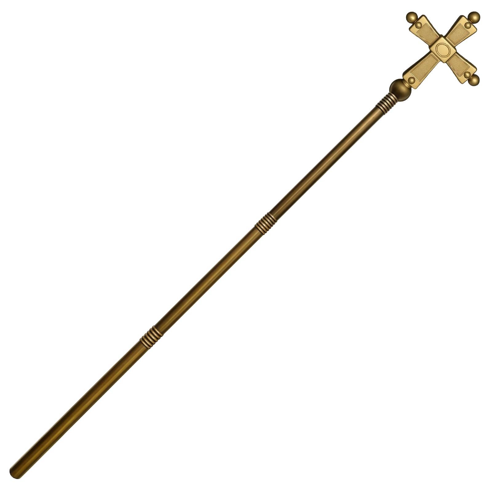 XNFUOE Cross Staff Assemblable Dark Gold Handheld Staff Antique Decorative Cane Witch Cane Pope Costume Halloween Cosplay Costume Accessory