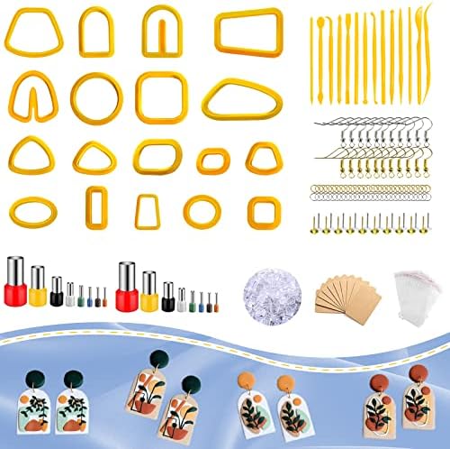 linkesite 228Pcs Polymer Clay Cutters Kit, 18Pcs for Earrings, Jewelry, Earring with Cards, Round Circle Shape Mold