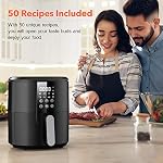 Kitcher Air Fryer, 3.5 Quart Hot Air Fryers Oven with 8 Presets LED Touch Digital Screen Nonstick Fry Basket Adjustable Temperature Timer 50 Recipes Cookbook
