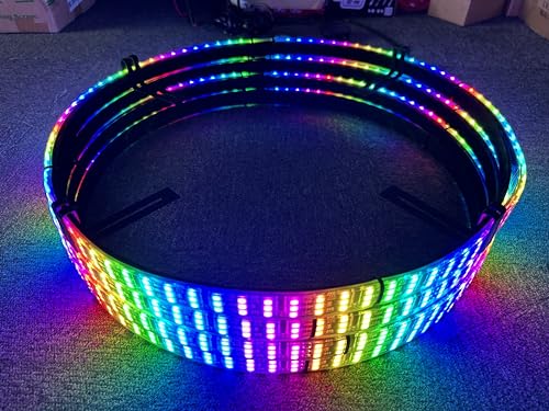 Sando Tech 15.5'' Triple Row RGB Dream Chase Rim Lights for Car Truck Led Wheel Lights Bluetooth/Remote Ctrl Black Base Metal Ring Sturdy Iron Rings Flow w/Turn Signal,Brake,Lock Offroad Lighting
