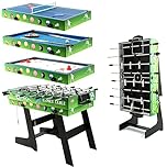 HLC 4 In 1 Multi Game Combination Table Set 4ft Game Table with Accessories, Foosball Table,Ping Pong,Pool Billiards,Air Hockey for Kids Adults Family