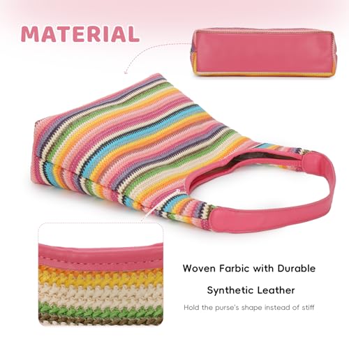 Bolso de playa tipo cubo tejido para mujer miniatura 4