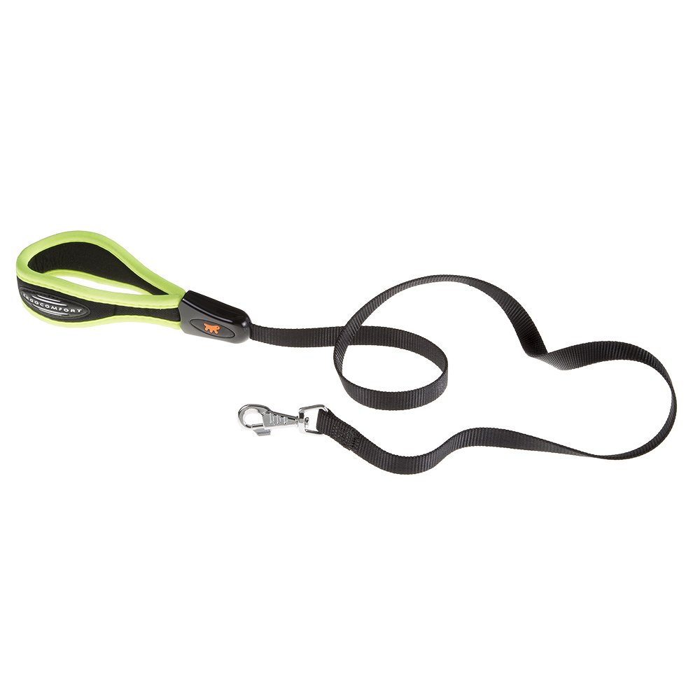 Ferplast ERGOFLUO G Ergonomic Dog Lead - Secure Grip with Soft Padding - Anti-Abrasion - Extra-Resistant Finished Seams - Italian Design - 120 x 2.5 cm, Yellow