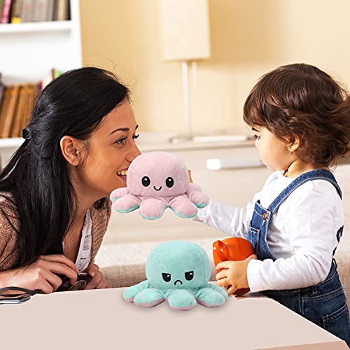 Reversible Octopus Soft Toys, doppelseitiges Flip Octopus Plüschtier,niedliche Mini Octopus StimmungsKuscheltiere Puppe… – Bild 7