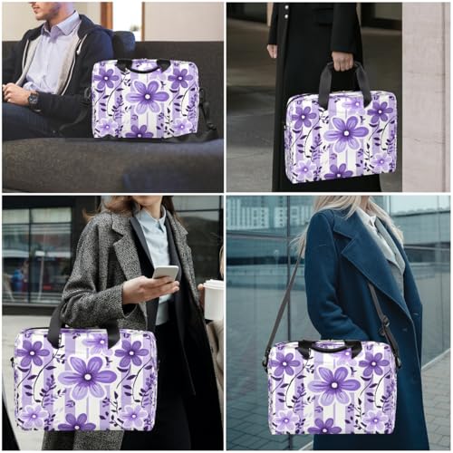 Bolso para laptop con flores moradas 16 pulgadas miniatura 2