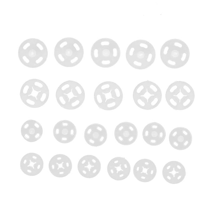 Imported Plastic Snap Fasteners Press Studs 10mm 14mm Pack of 36 Sets White