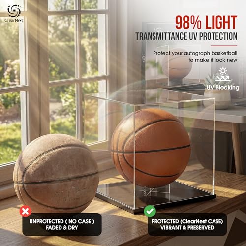 ClearNest Basketball Display Case Full Size – Clear Acrylic Basketball Display Box with UV Protection & Black Base for Autographed Basketball Memorabilia Collectibles by ClearNEST - Image 3