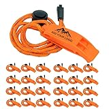 GOGO Custom 25 PCS Emergency Whistles with Reflective Lanyard, Safety Whistle for Outdoor Sailing, Hiking, Boating