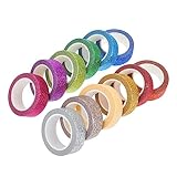 EXQUIMEUBLE 12ロール マカロンカラー色和紙テープ 粘着あり スクラップブック用キラキラマスキングテープ 手帳 ラッピング パーティーデコレー